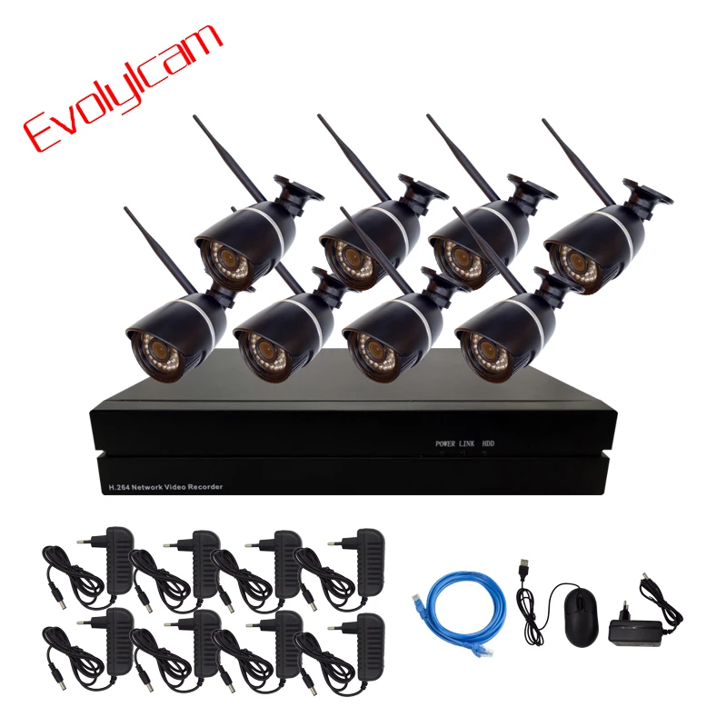 Evolylcam 4CH/8CH NVR Беспроводная 2MP 1080P ip камера Onvif P2P WiFi наружная ИК видеонаблюдения CCTV