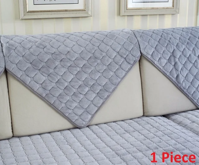 grey 1pcs 1 шт. клетчатый плюшевый тканевый чехол для дивана в Европейском стиле, Мягкий Нескользящий чехол для дивана, чехол для дивана, полотенце для декора гостиной - Цвет: grey 1pcs