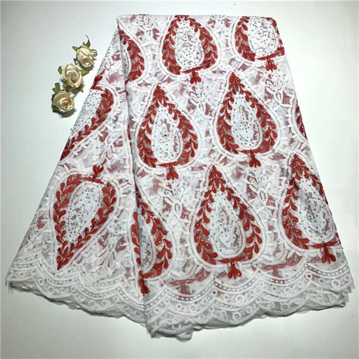 2019 High Quality White black stones Guipure African Lace Fabric Embroidered Wedding Decoration French Nigerian Fabrics | Дом и сад
