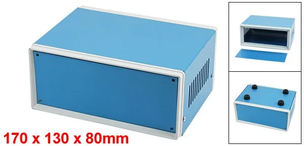 Синий металлический корпус проект Чехол DIY Распределительная коробка 170x130x80 мм