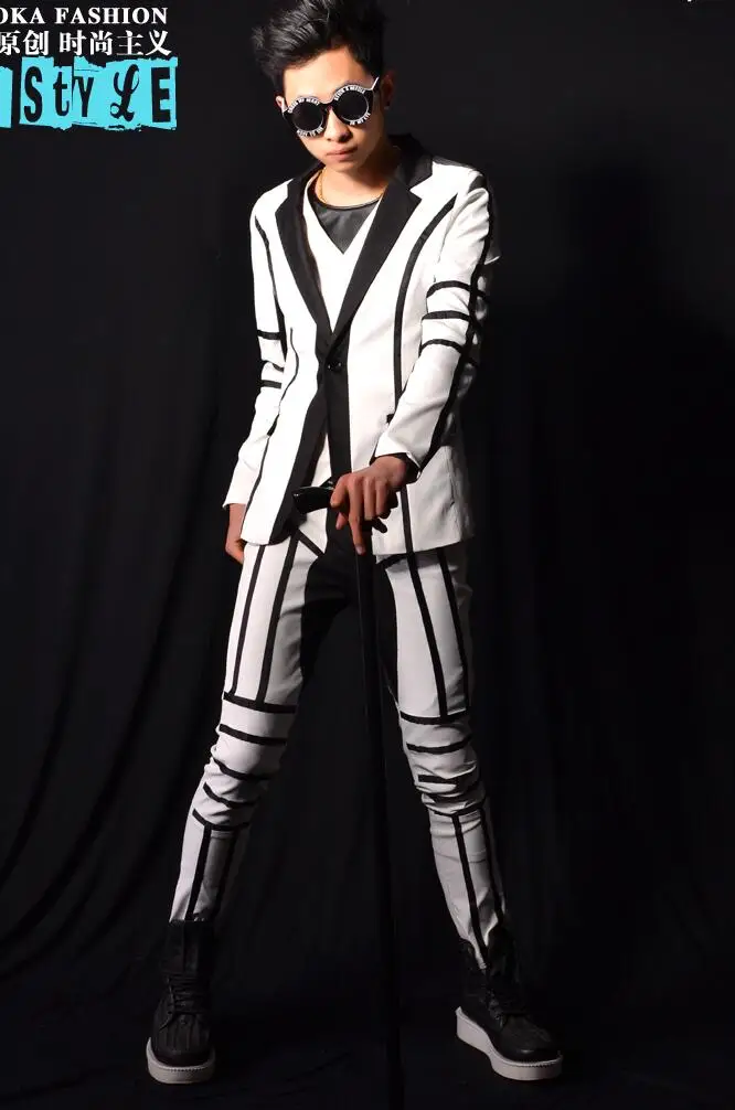 Мужской костюм для выступлений танцев в стиле панк рок белый|mens suits designers|designer suit