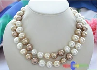 beautiful 34 15mm white champagne egg south sea shell pearl necklace