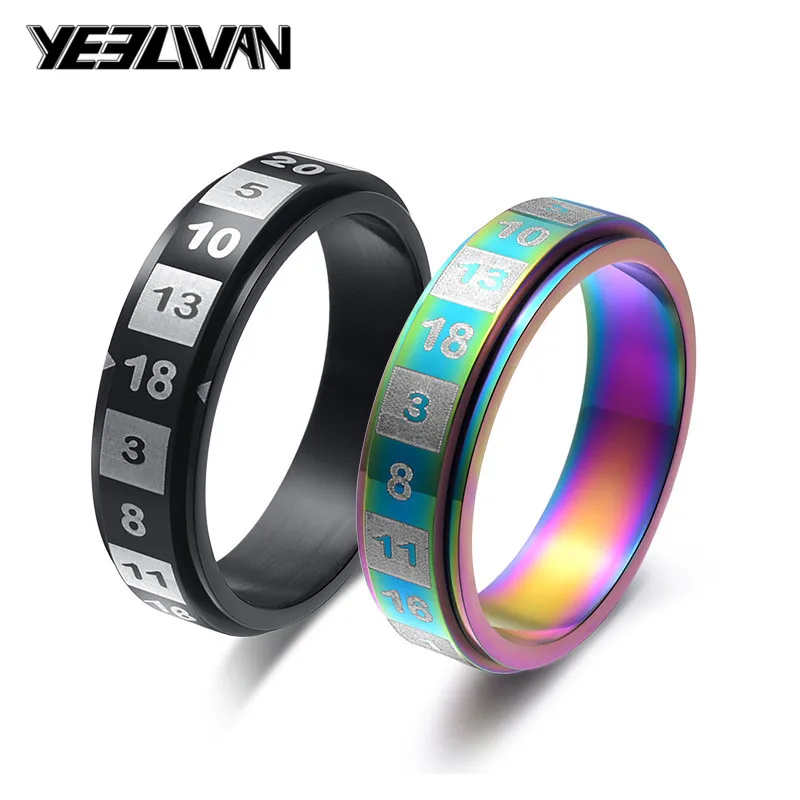 

6mm Figure Colorful Black Spinner Rings Dull Polish Stainless Steel Rings for Women High Quality Fashion Lucky Jewelry Gifts