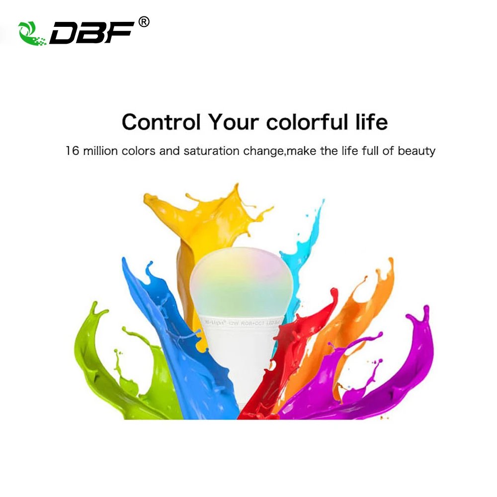 Dbf milight fut105 E27 12 Вт RGB + CCT светодиодные лампы 110 В 220 Беспроводной 2.4 г затемнения 2 в 1