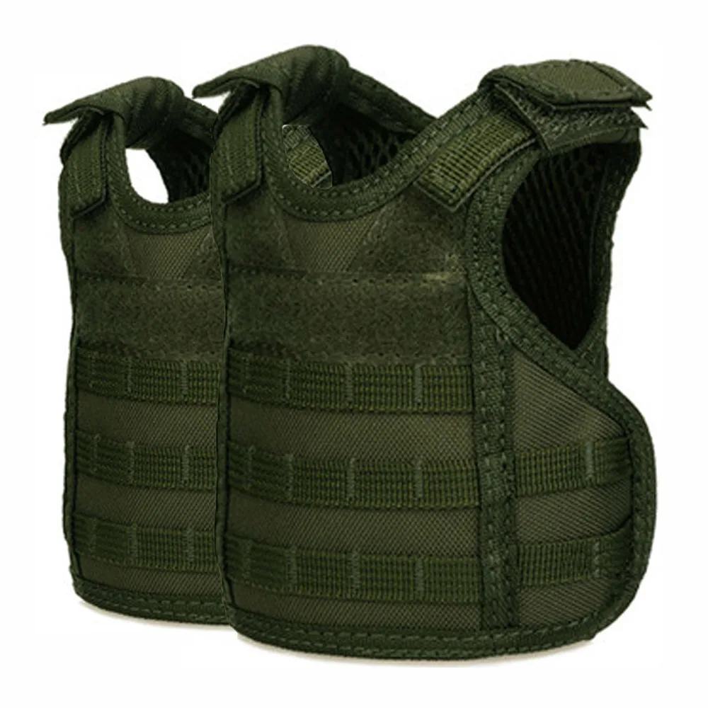 2pcs Army green TENNEIGHT тактический жилет для пива, Военный мини-жилет, миниатюрный жилет для винных бутылок, охладитель напитков, регулируемый плечевой ремень - Цвет: 2pcs Army green