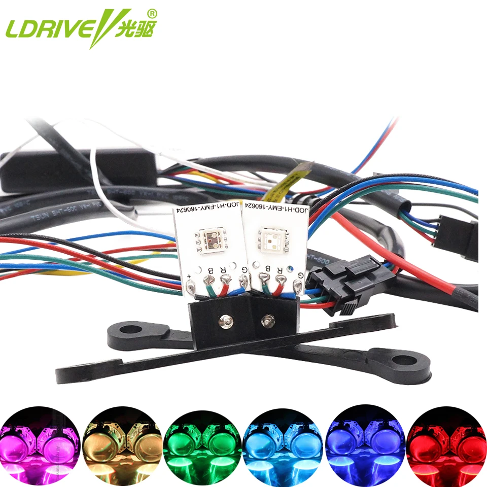2 шт./лот автомобильный Стайлинг один шарик RGB цветной светодиод дьявол глаза