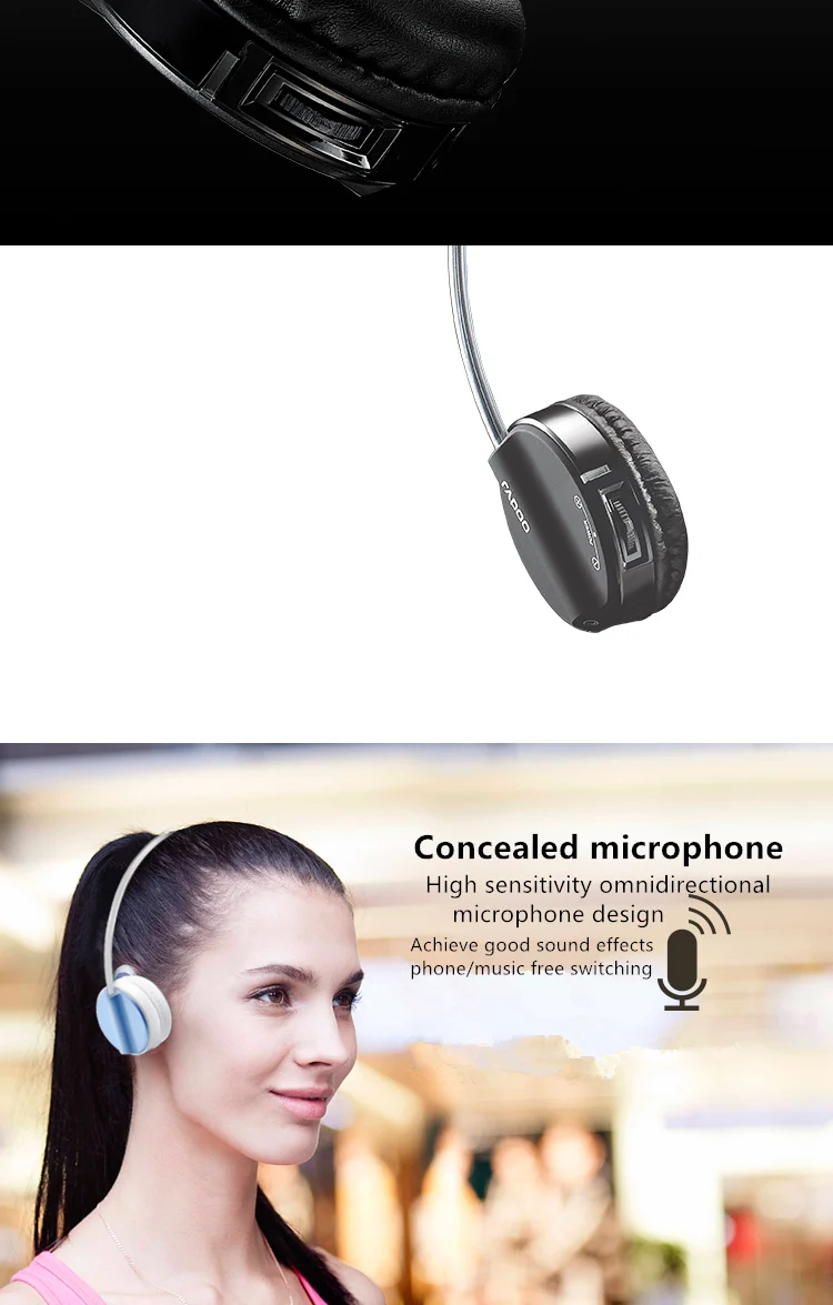 Rapoo H6020 обновленная Беспроводная bluetooth-гарнитура с микрофоном, музыкальная Компьютерная гарнитура для мобильного телефона