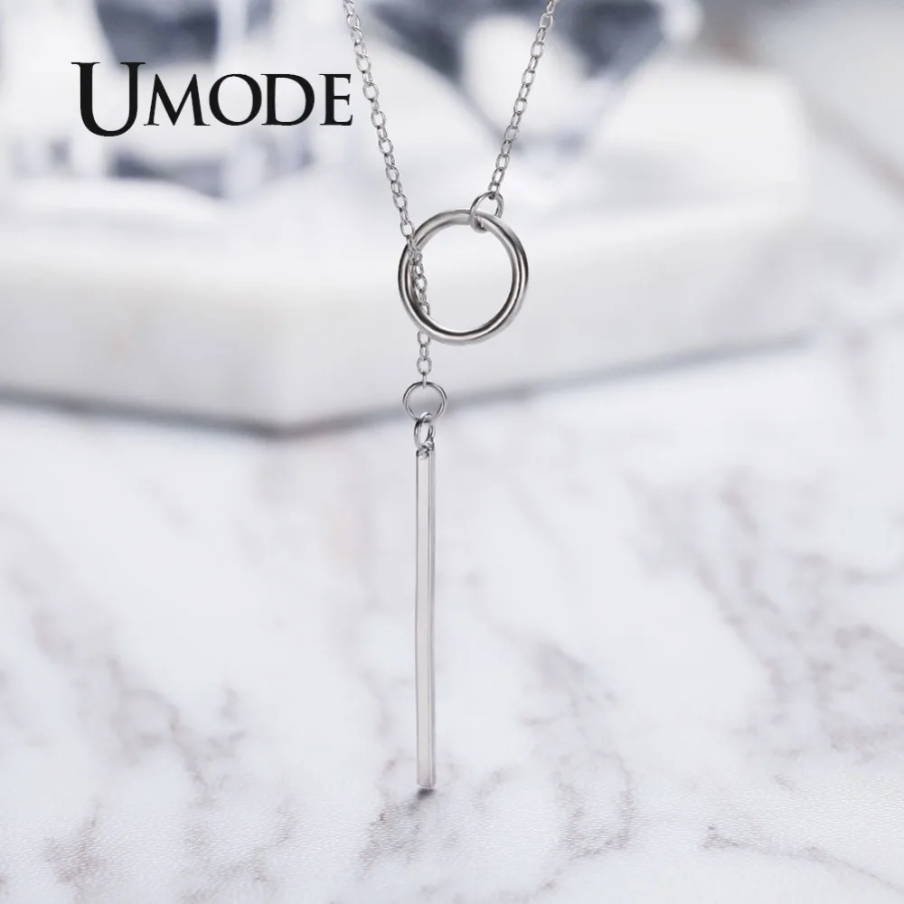 UMODE 925 пробы Серебряное ожерелье с подвеской, подарки для женщин, круглые геометрические цепочки, офисные ювелирные изделия, бижутерия en argent 925 ULN0194