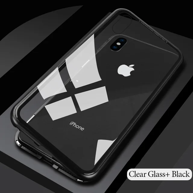 Clear-Black Роскошный Магнитный адсорбционный чехол для телефона samsung Galaxy S10 S8 S9 S10 Plus Note 8 9 металлический магнитный поглощающий чехол из закаленного стекла - Цвет: Clear-Black