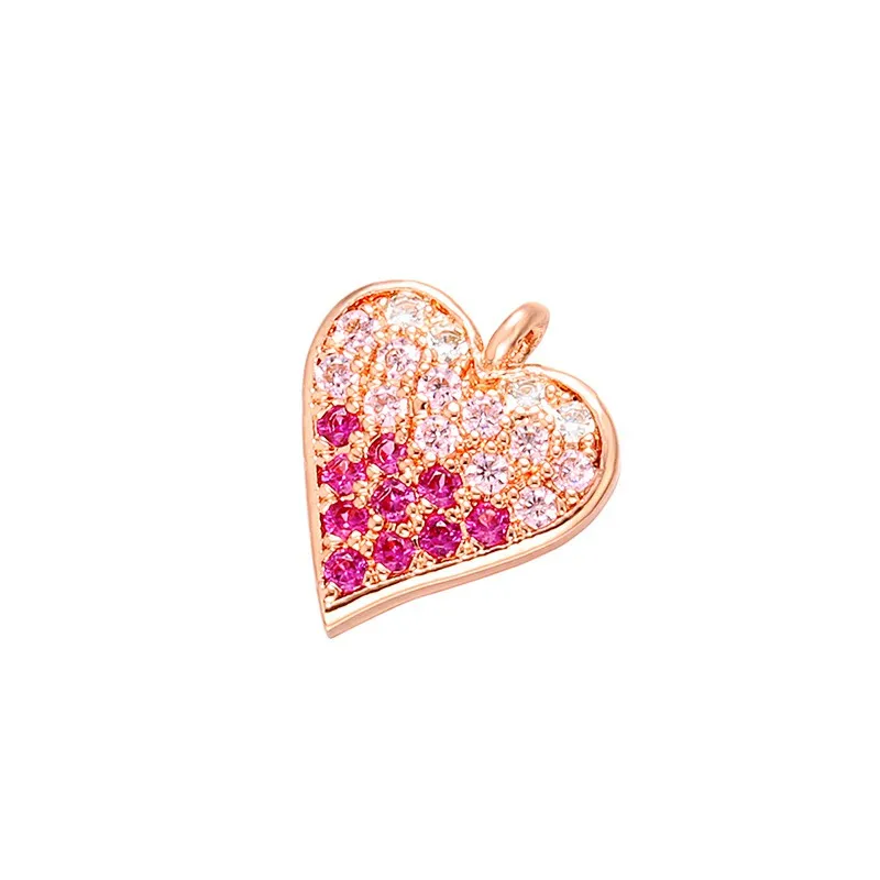 rose gold ZHUKOU 12x12 мм сладкий кристалл в форме сердца клубника маленький кулон для ожерелья серьги ювелирных изделий Аксессуары Модель: VD427 - Окраска металла: rose gold