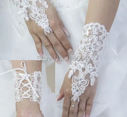 2015 горячая распродажа белый кот перчатки без пальцев наручные бисером кружева