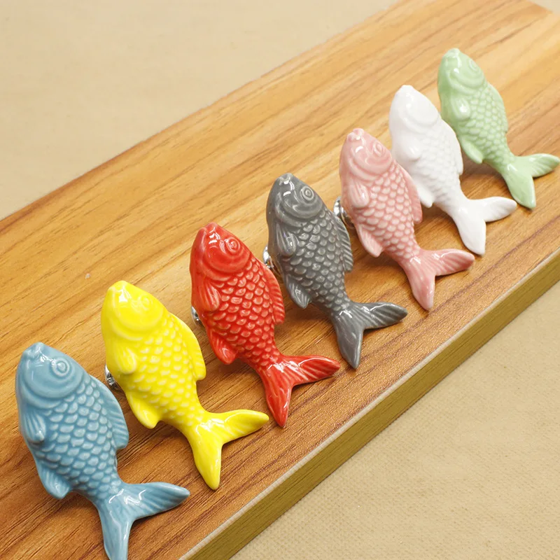 2016 New Cartoon Ceramic Fish Cabinet Handle and Knob Kid Room Knobs | Обустройство дома