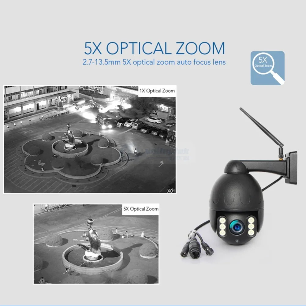 Мини PTZ wifi IP камера 1080P 5X ZOOM Открытый водонепроницаемый купол беспроводной Onvif IP камера 2MP ночное видение камера безопасности просмотр приложения
