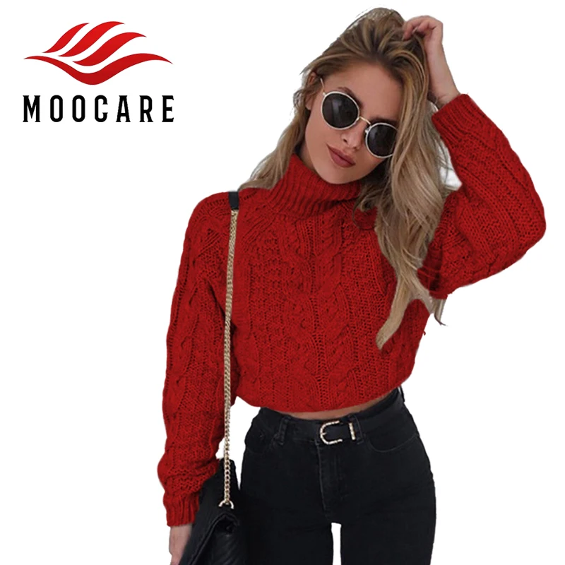 Women Sexy Short Jumper Knit Turtleneck Long Sleeve Loose Twisted Knitted Sweater Autumn Winter Solid Casual Pullover | Женская одежда
