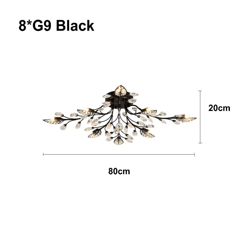 8 light black Современный светодиодный потолочный светильник K9 с заподлицо для дома, золотой и черный цвета, люстра для гостиной, спальни, кухни - Цвет корпуса: 8 light black