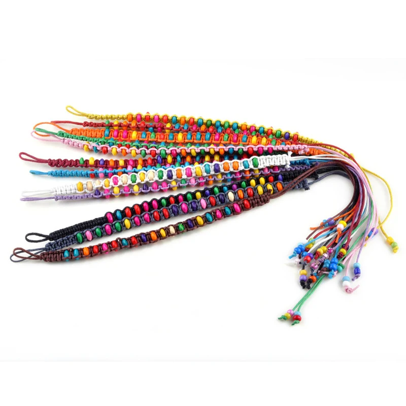 1 шт. оптовая продажа деревянные бусины плетеные браслеты ручной работы для