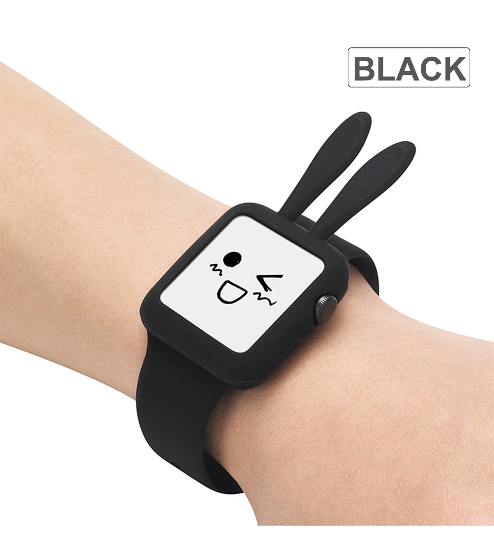 Защитный чехол GUYO для Apple Watch с милыми ушками для Apple Watch series 3 2 1 цветной 38 мм 42 мм мягкий силиконовый