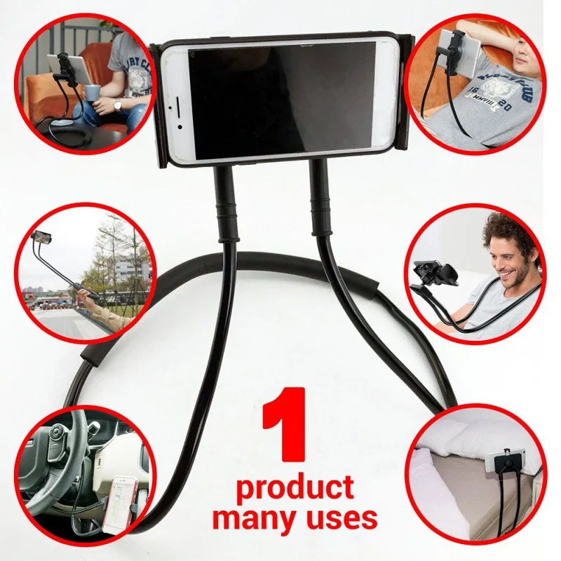 

Desktop Bed Lazy Mobile Support Bracket Lazy Hanging Neck Phone Stands Bed 360 Rotating Flexible Long Arms Mobile Phone Holder