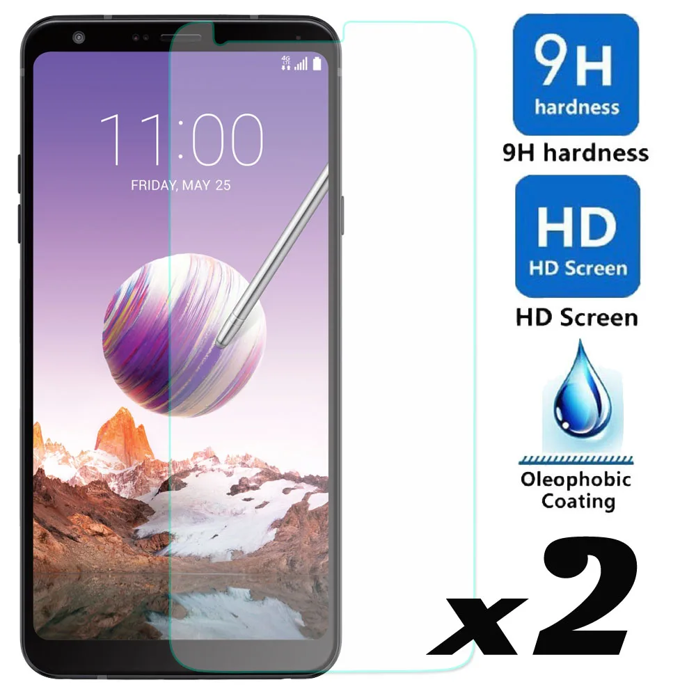 

2 x 9H HD Tempered Glass Screen Protector Explosion-proof Bubble Free Front Guard Films For LG Stylo 4 / Q Stylus Plus Q710MS
