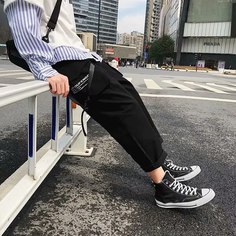 

Men's Splicing Pants Pocket Loose Men Cool HipHop New Fashion Joggers Pants Trousers Men Streetwear