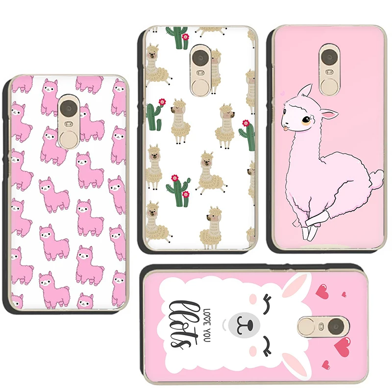 Жесткий чехол Kawaii с милыми ламами и альпаками для Xiaomi Redmi 5A 5 Plus 6A 6 Pro 7 GO Note 4 4X 8