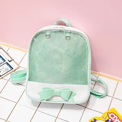 green Милый прозрачный лук pvc Для женщин рюкзак Clear Карамельный цвет сумки на плечо, сумки для девушек, женщин, часы, модные желеобразные часы школьные рюкзаки для девочек-подростков, рюкзак из искусственной кожи Новая - Цвет: green