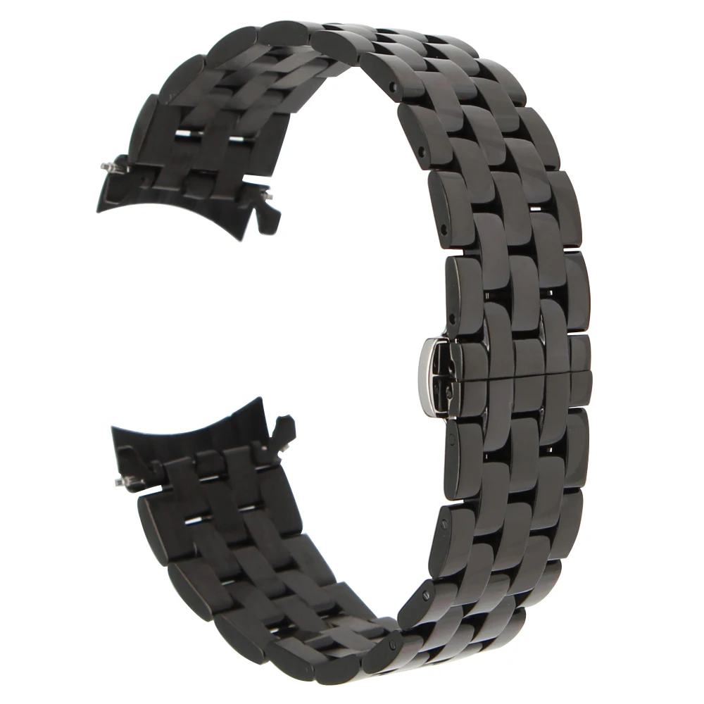 Ремешок из нержавеющей стали для наручных часов изогнутый браслет с застежкой