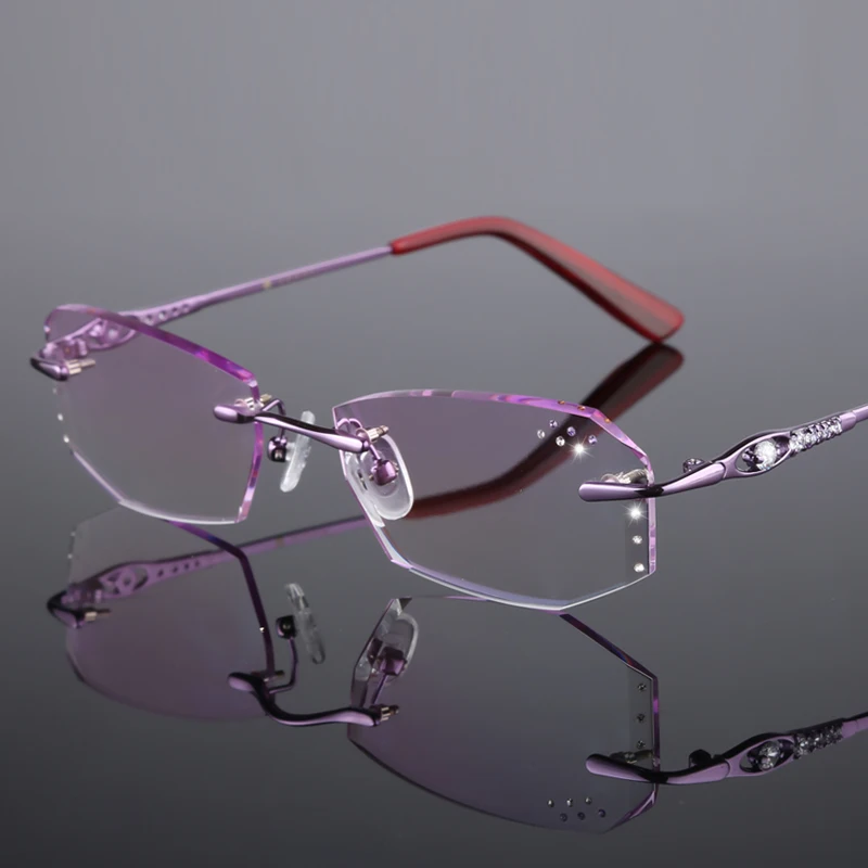 Очки без оправы очки с алмазной отделкой модные женские красивые темпераментные