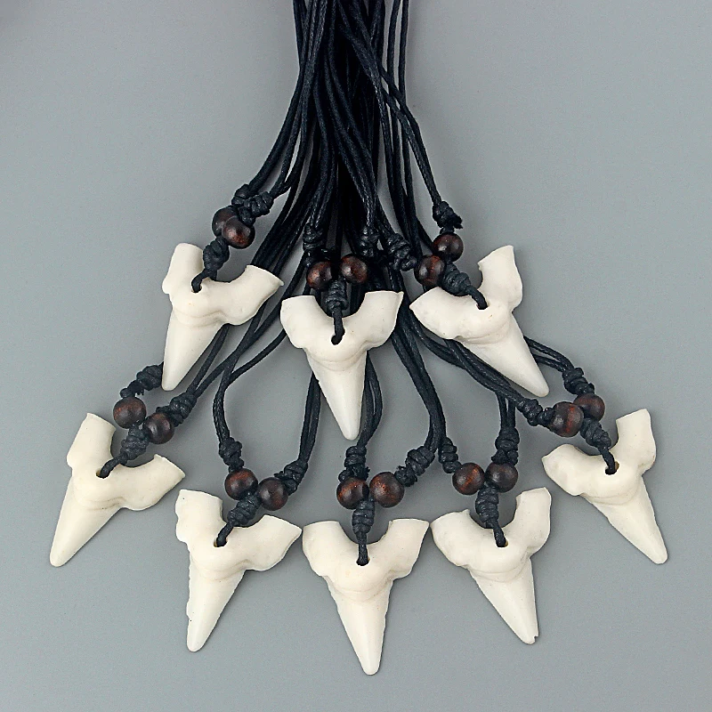 12 шт. подвеска зуб из черного вощеного хлопка|yak bone|shark toothtooth pendant |