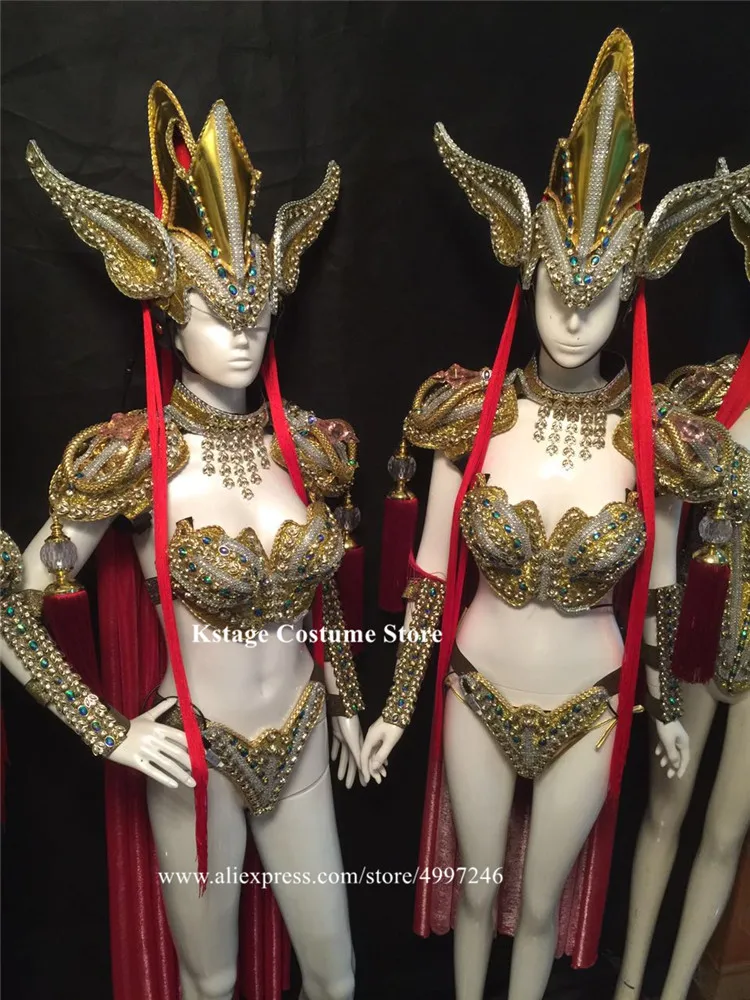 KS6 Singer ballroom dance led costumes luminous light headpiece dj dress glowing bikini wear catwalk stage outfits perform party | Дом и сад