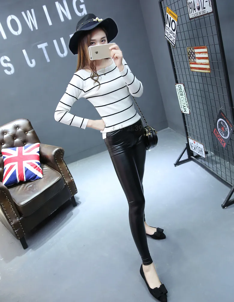 Parollada женский черный Штаны из искусственной кожи толстый тонкий высокой талией