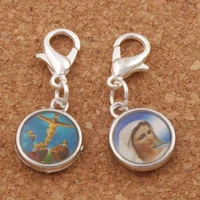 catholic religious church medals saints clasp european lobster trigger clip on charm beads 27 9x11 4mm 21pcszinc alloy c1706