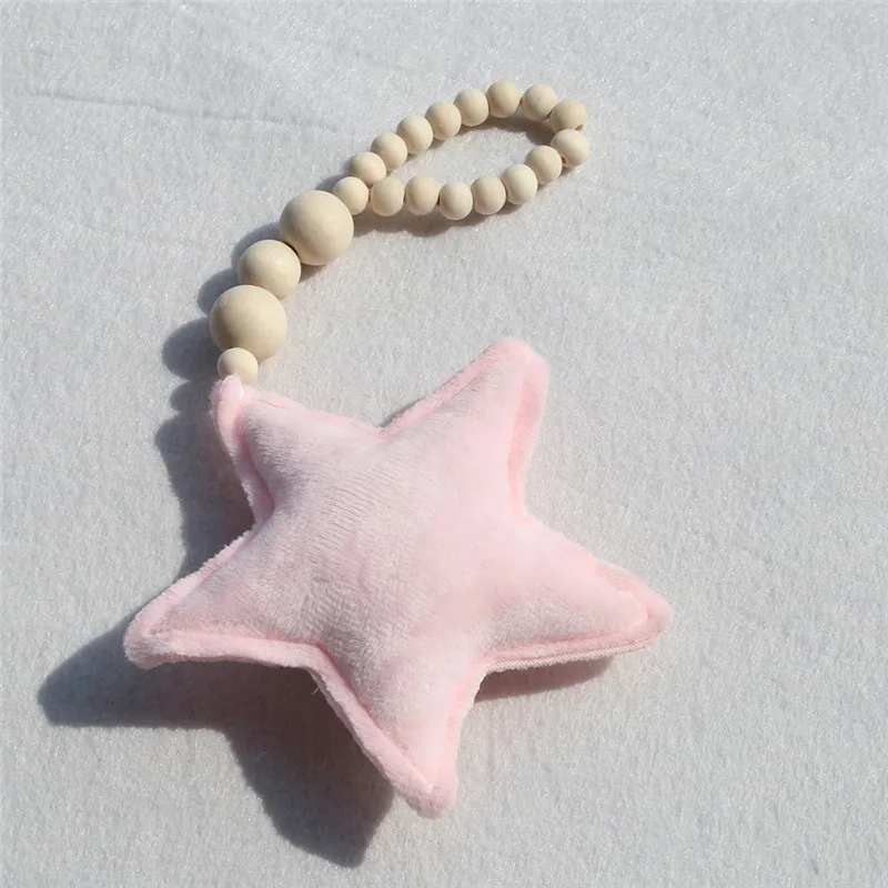 pink star Детская звезда сердце деревянные бусины гирлянда Шикарный декор для детской комнаты Настенные украшения детское украшение тканые настенные Висячие игрушки - Цвет: pink star