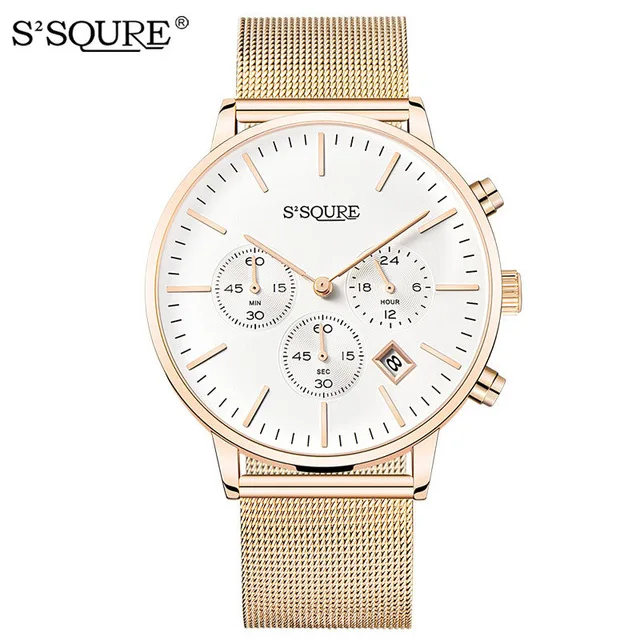 

IK colouring Bestn Men's Analog Quartz Watch Multifunction with Date Leather/Stainless Steel Mesh Band Casual Wrist Watches