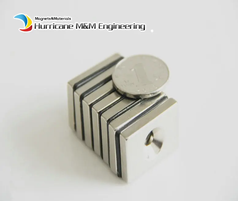 20 шт./лот NdFeB фиксирующий Магнит 30x20x5 мм с 5 винтовыми потайными отверстиями блок N42