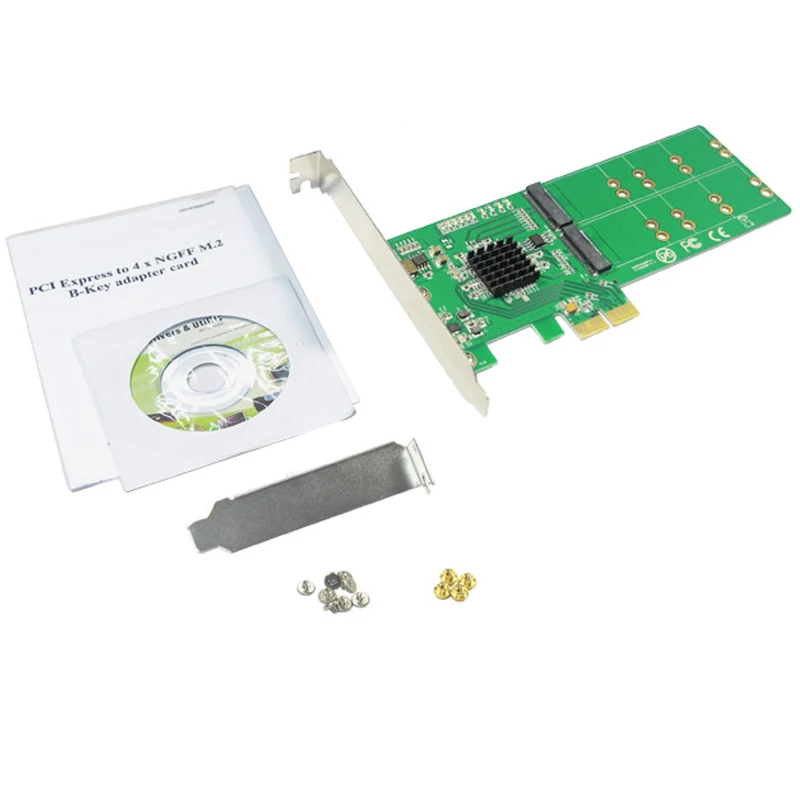 PCI Express на 4x B + M ключ M.2 SSD карта PCI-e 2x к NGFF SATA адаптер PCIe низкопрофильный кронштейн
