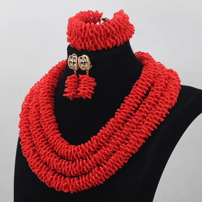 Красивые бусины из бусин оранжевого и красного цвета колье для африканвечерние