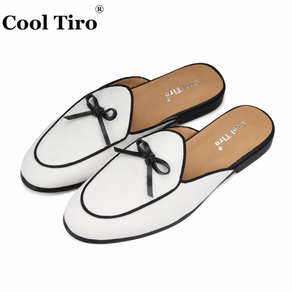 Cool Tiro/белые парусиновые туфли Шлёпанцы Мужские тапочки с бантом Sabot повседневные туфли ручной работы человек Туфли без каблуков из натуральной кожи плюс Размеры US13