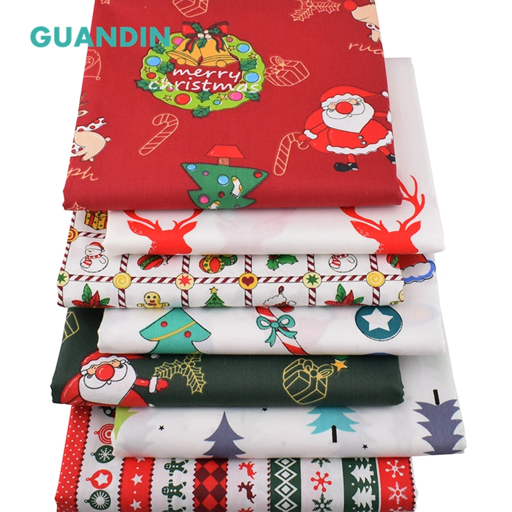 GUANDIN, Новая Рождественская серия саржевое печатное лоскутное изделие из хлопчатобумажной ткани/DIY шитье и материал для стеганых изделий ткань для вышивания кукол 40x50 см 7 шт./упак