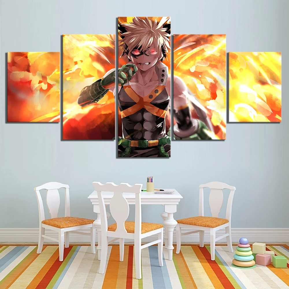 Настенное искусство домашнее украшение живопись HD 5 панелей Bakugou Katsuki мой герой