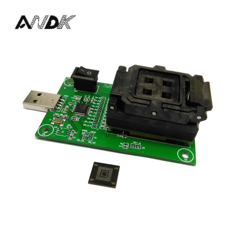 

eMMC153/169 socket with USB nand flash test socket size 14x18 Pin Pitch 0.5mm for BGA169 BGA153 testing Clamshell Structure