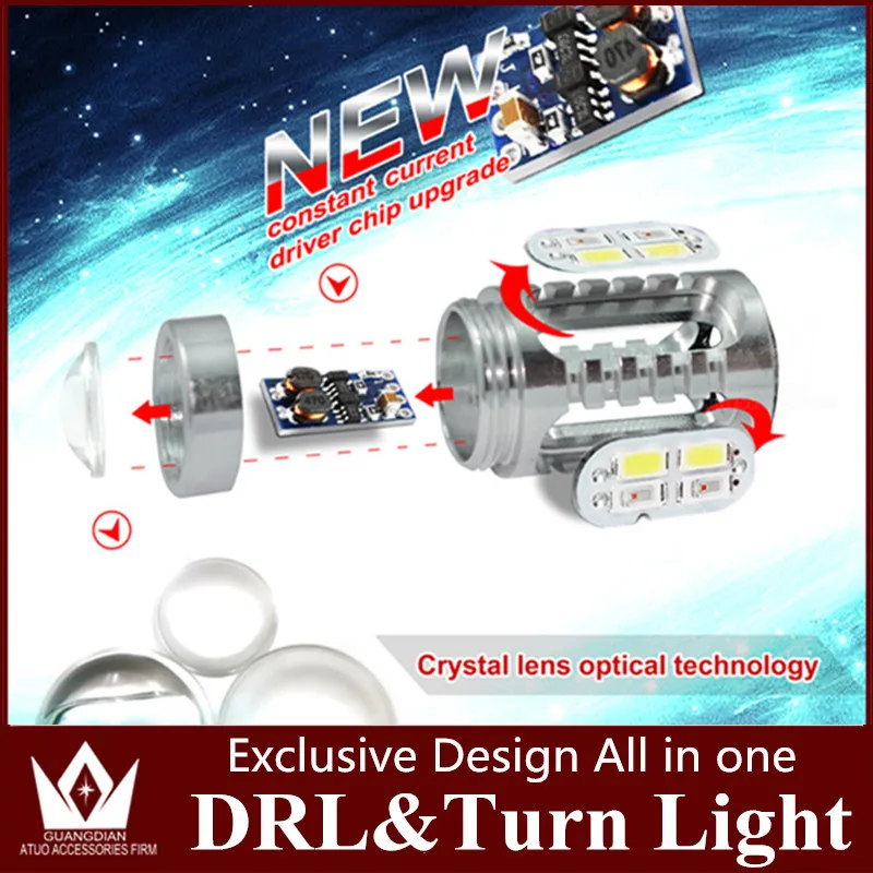 Tcart 2x авто светодиодный лампы автомобиля DRL Дневной светильник поворотники белый
