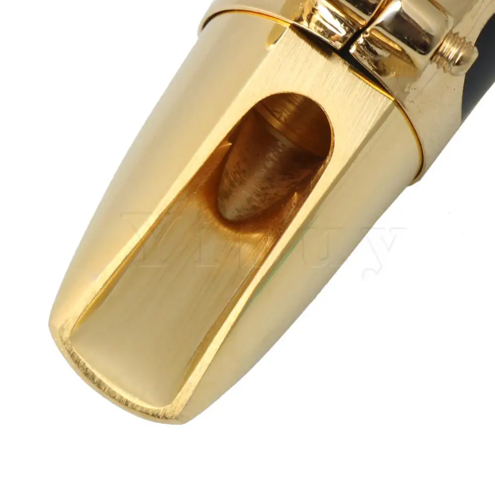 Yibuy золотой черный металлический кларнет мундштук с лигатурой и крышкой 6# комплект