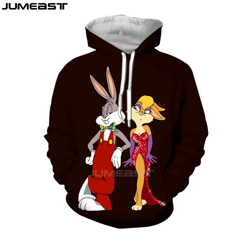 Бренд Jumeast, Мужская/Женская толстовка с 3D принтом, мультфильм, аниме, Багз Банни, длинный рукав, модная кепка, толстовка, спортивный пуловер, толстовки