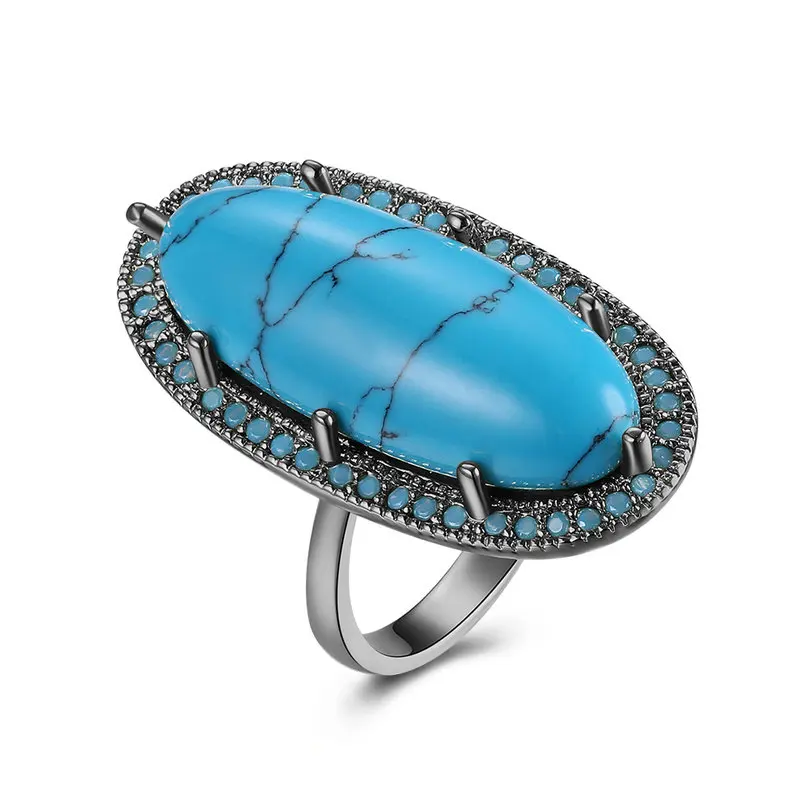 Jenia High Huality Luxury Gold Color Oval Blue Main Stone Finger Ring For Women Jewelry CGEMR002 | Украшения и аксессуары