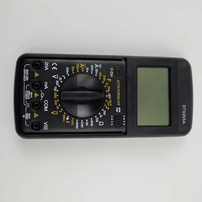 DT9205A ЖК-дисплей профессиональный цифровой мультиметр электрический ручной Амперметр Вольтметр Сопротивление Емкость hFE тестер AC DC 20A