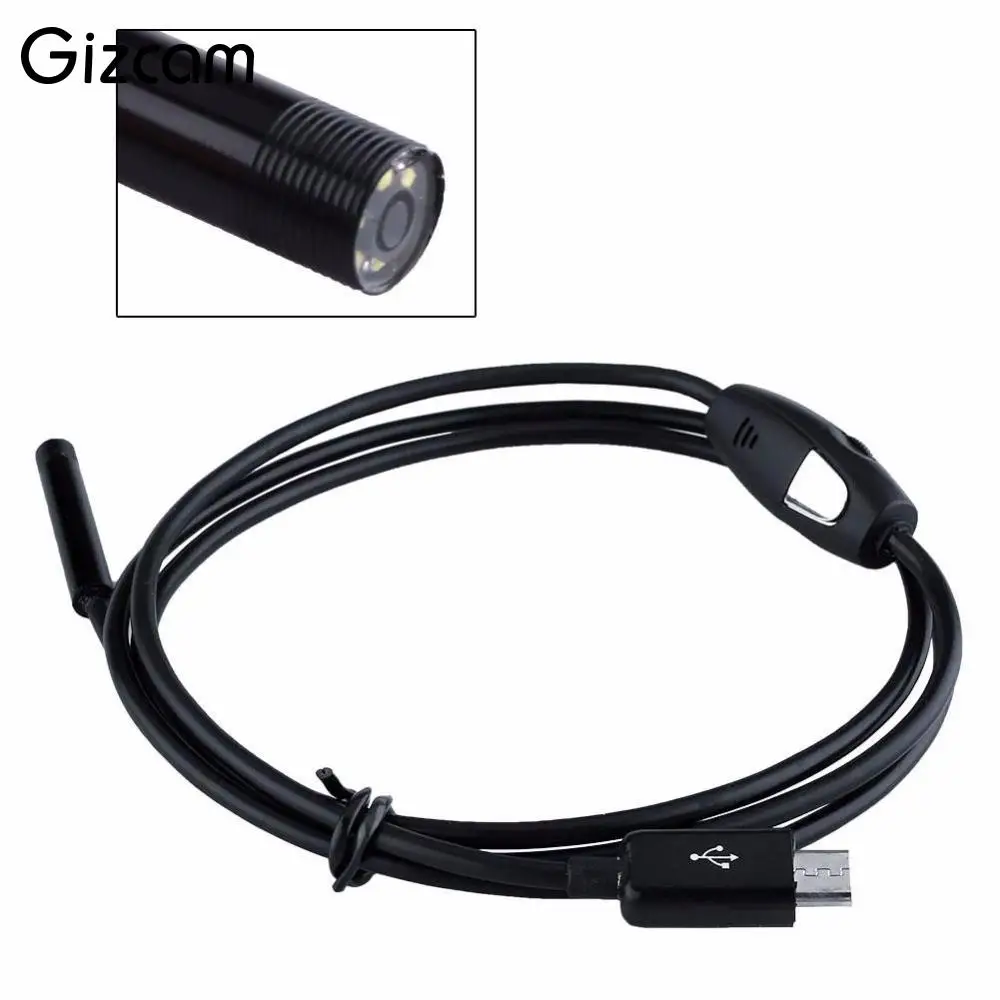 Gizcam 480P эндоскоп бороскоп камера 1 3 MP Водонепроницаемый IP67 USB инспекционная трубка труба с крюком для OTG