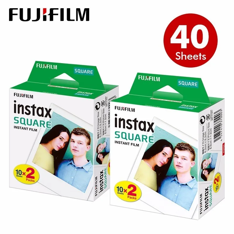 40 Sheets Оригинальная Fujifilm Instax квадратная мгновенная белая пленка 10 до 100 листов для Fuji SQ10 6 20 SP2 Гибридный формат камер - Цвет: 40 Sheets