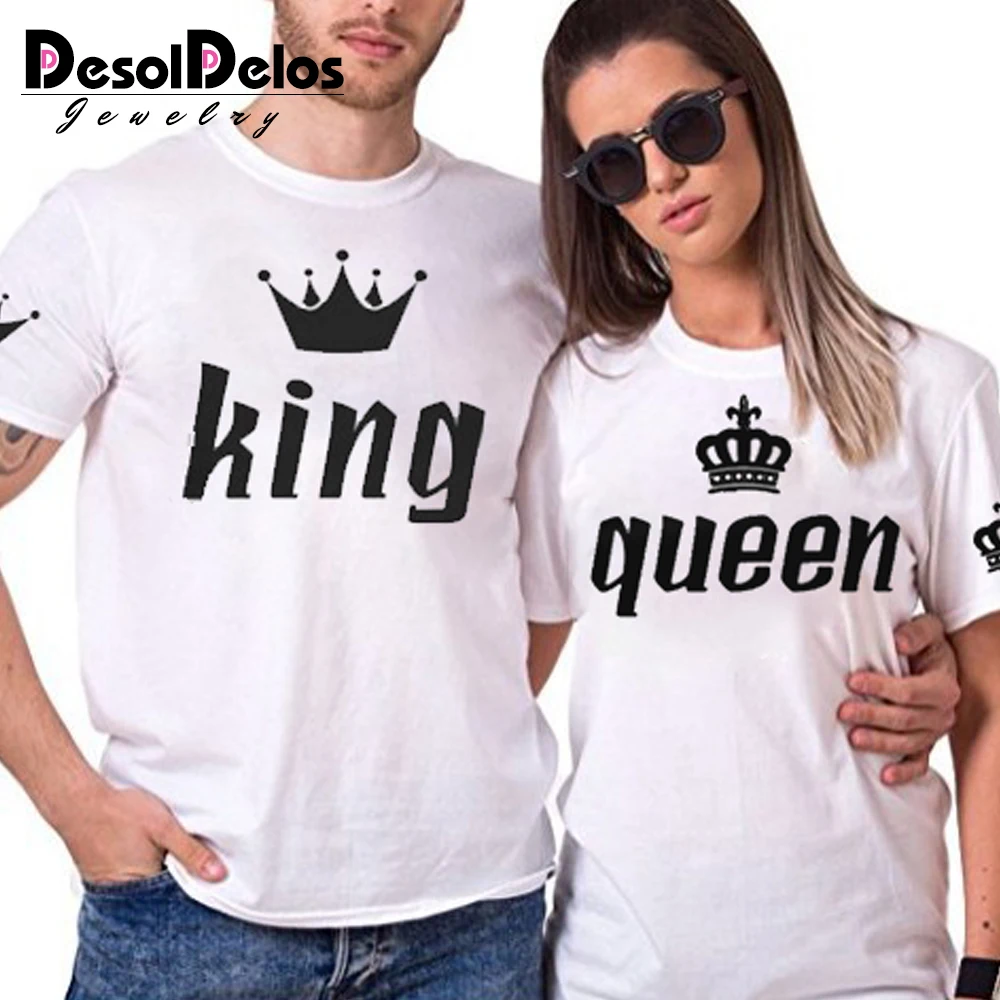 Футболка «Розовая пантера» King queen, футболка с принтом короны, одежда для пар, футболка для влюбленных, Femme, лето, новинки, повседневные топы с круглым вырезом