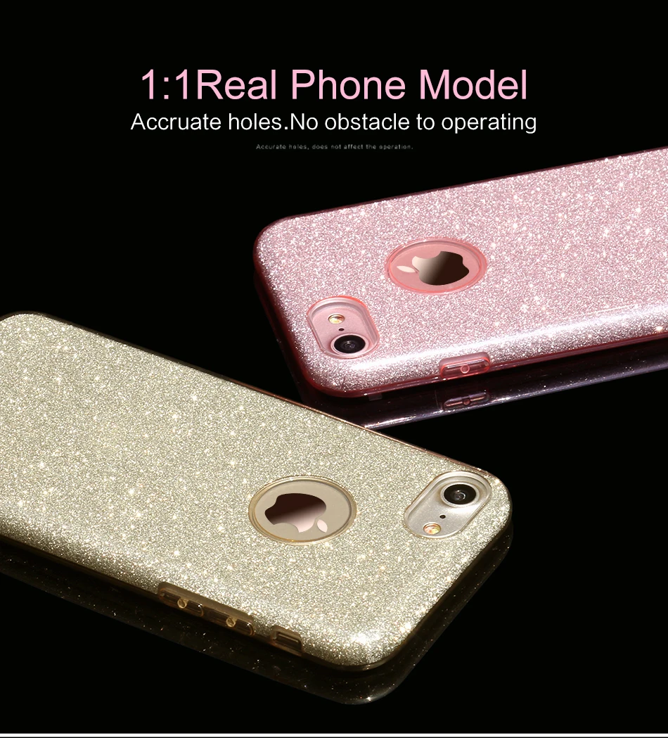 Kerzzil Luxury 3 in 1 Bling Glitter Card+PC Hard Case For iPhone 6 6S 5 Clear Colorful Candy Color Cover iPhoneX 7 Plus |